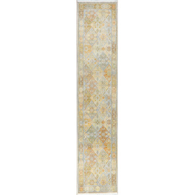Tapis oriental vert / orange / beige Ampelius