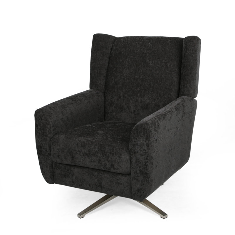 Fauteuil à oreilles pivotant en polyester de 29,5 po de largeur Bilow, Noir