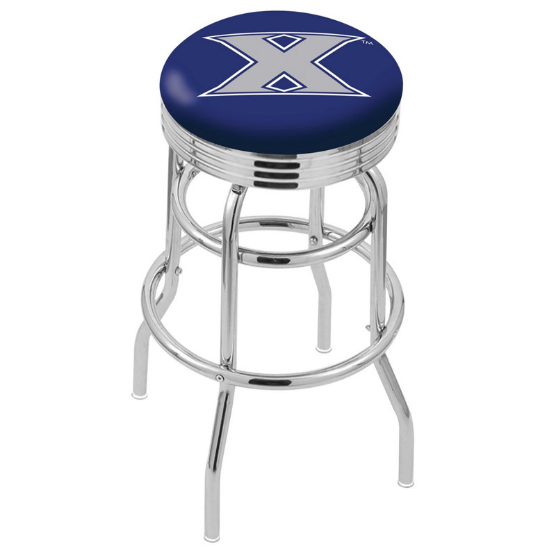 Tabouret de bar Logo Series, Tabouret de bar d'une hauteur de siège de 30 po, Double anneau chromé, Xavier