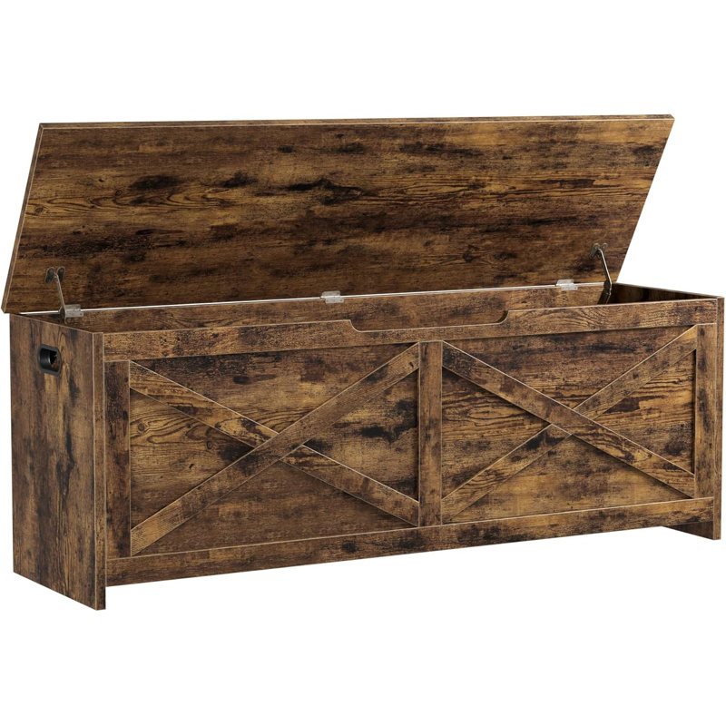 Coffre de rangement, banc de rangement avec charnière de sécurité, coffre en bois de style campagnard pour entrée, chambre à coucher, salon, rétro