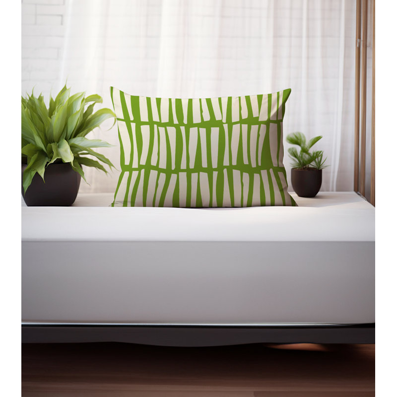 Clayton Outdoor Reversible Throw Pillow, Chartreuse/Off White, 14"H x 20"W