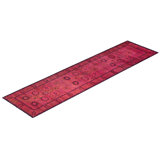Overdyed Hand-Knotted Wool Modern-Contemporary Pink Runner 3' 1" x 12' 7"