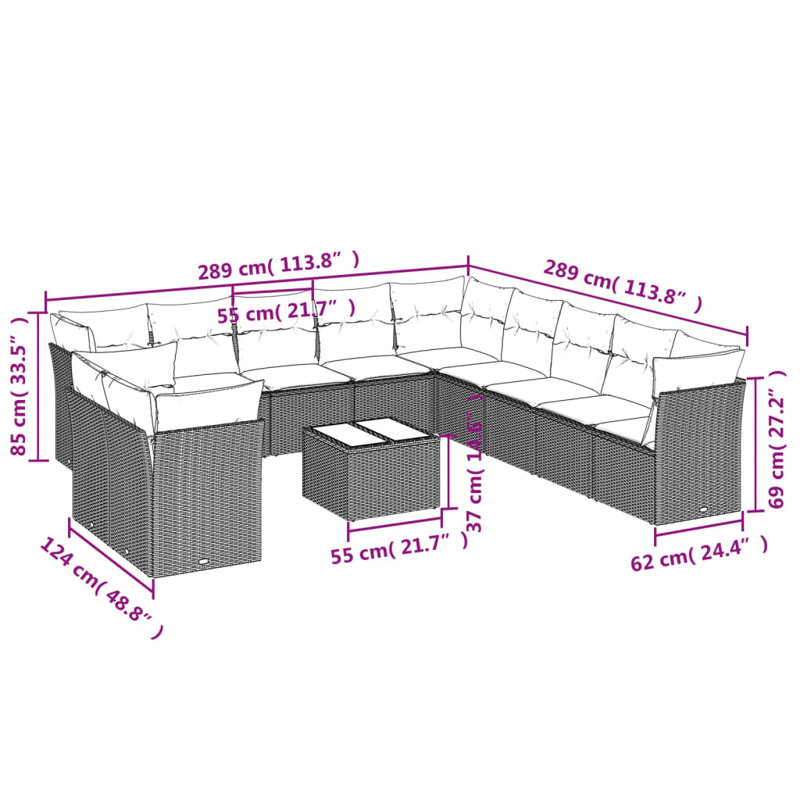  Garden Sofa Set Light Grey