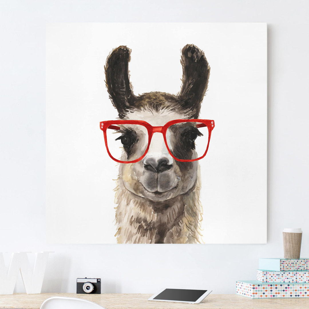 Leinwandbild "Hip Llama with Glasses II" von "Kein Künstler"