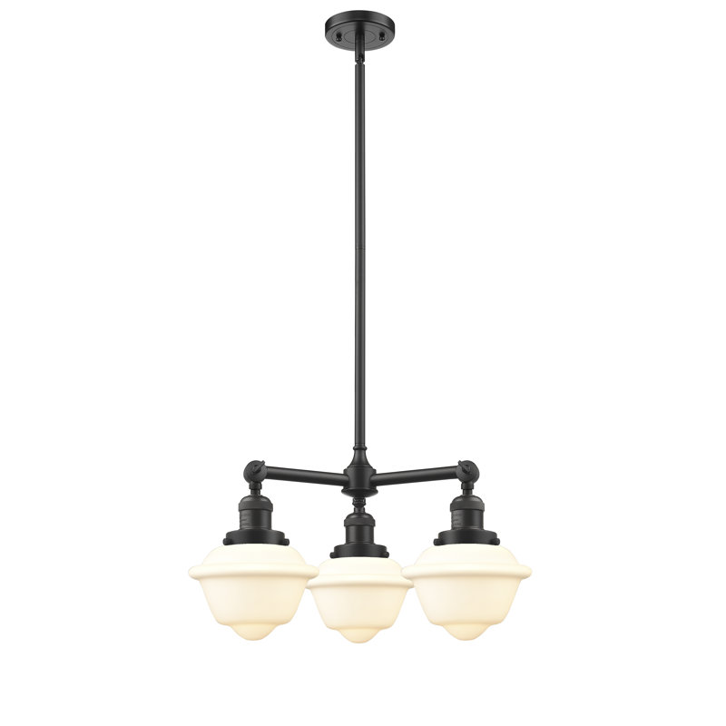 Baptiste 3 - Light Dimmable Classic / Traditional Chandelier, Matte White, 6 Watt Vintage LED Bulb, Polished Nickel