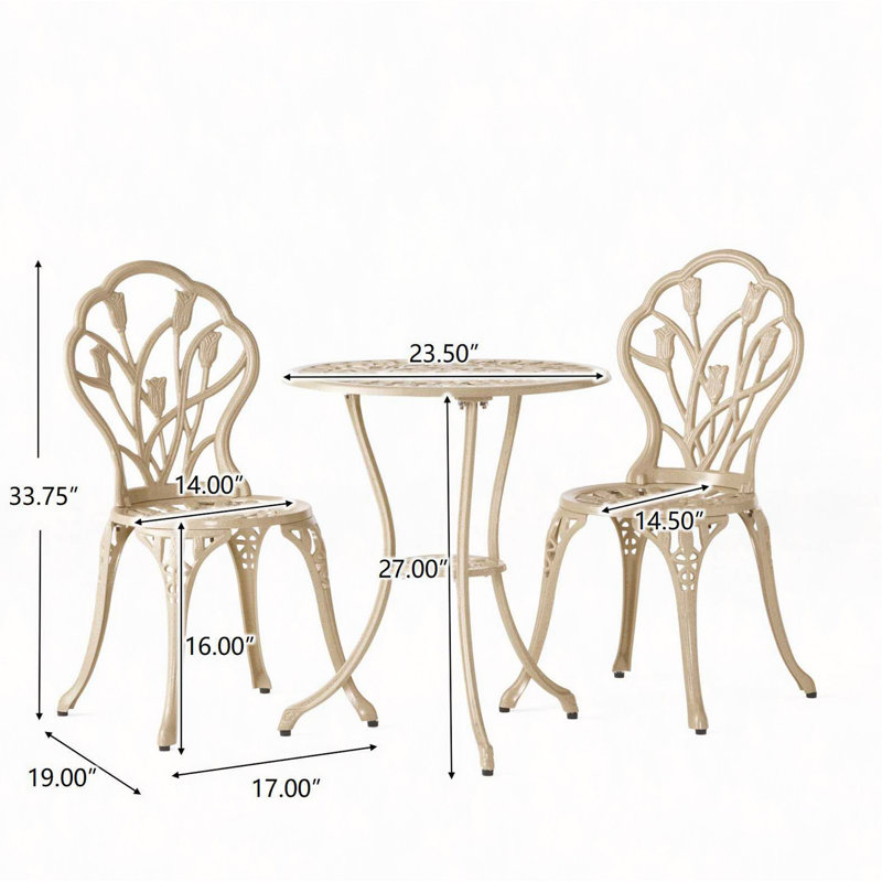 Cast 3Pc Bistro Set, Sand