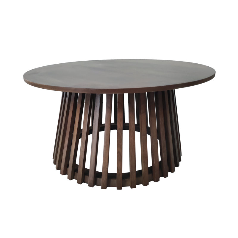 Crowell Solid Wood Pedestal Coffee Table, Walnut, 48" H x 40" L x 40" W