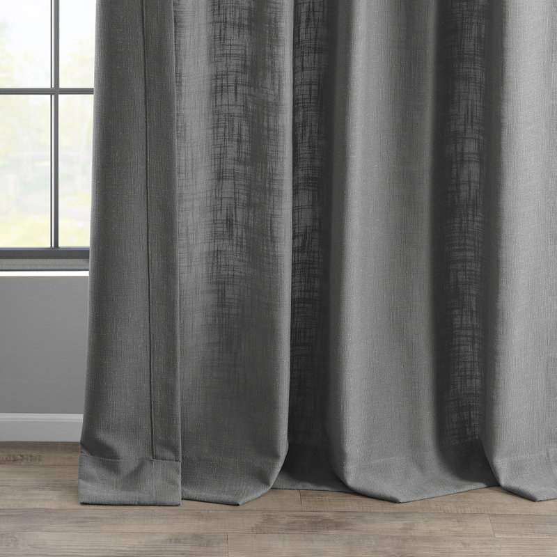 Clem Heavy Faux Linen Light Filtering Curtains For Bedroom & Living Room Curtains - Single Panel Drapes, 50" W x 84" L