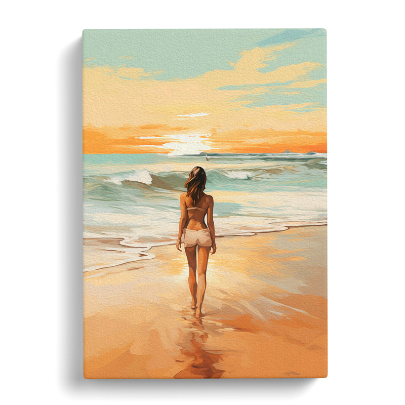 Beach Gestural Art - Wrapped Canvas
