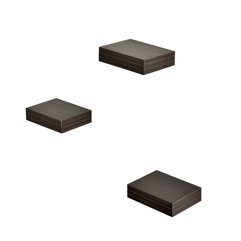 Deserie 3 Piece Square Floating Shelf, Espresso