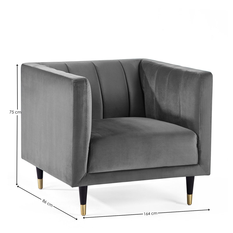 Zahr Velvet Armchair, Grey