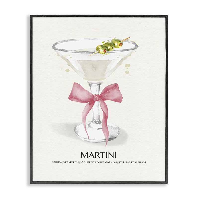 «Martini pastel avec arc», estampe numérique par Susan Jill, H 20 po x l 16 po, Giclée encadrée noir minuit