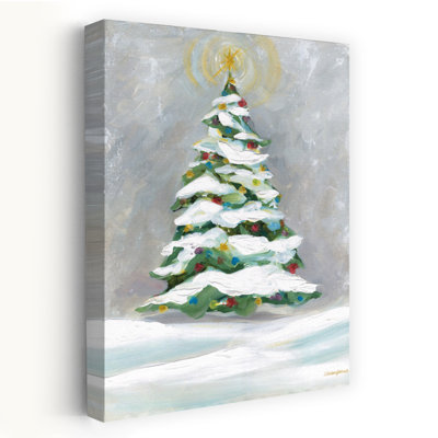 Arbre de Noël enneigé, art abstrait contemporain