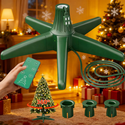 Support rotatif pour arbre de Noël à 5 pieds et 3 adaptateurs, base pivotante à 360 ° pour des arbres artificiels jusqu'à 7,8 pi, fabrication en ABS épaissi