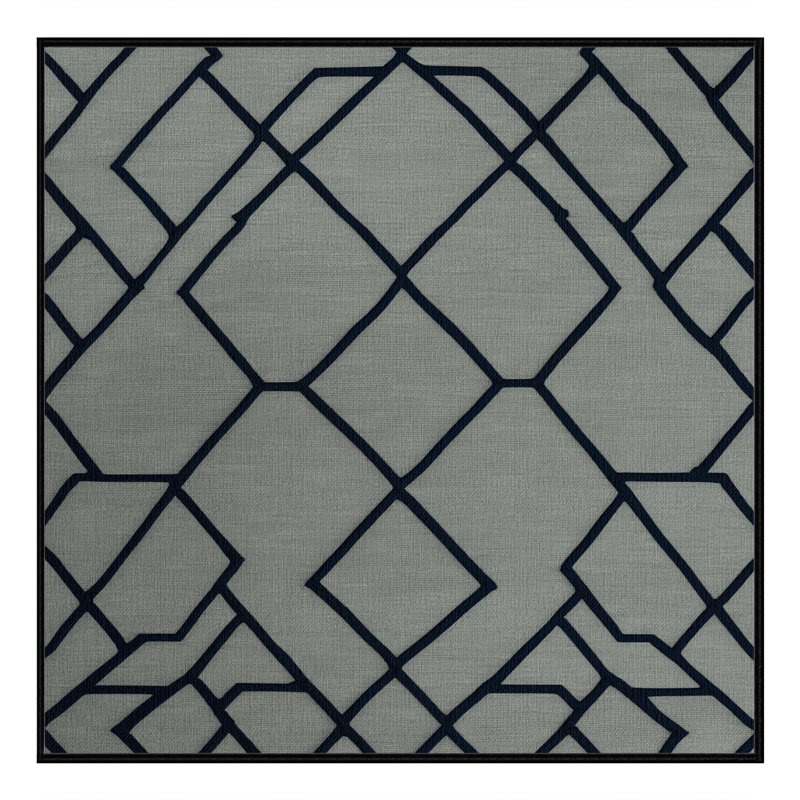 Machine Washable Trellis Gray Area Rug, Square 4'