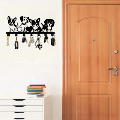 Vintage Cartoon Puppy Iron Wall Decor, Waterproof Removable Pet Accent