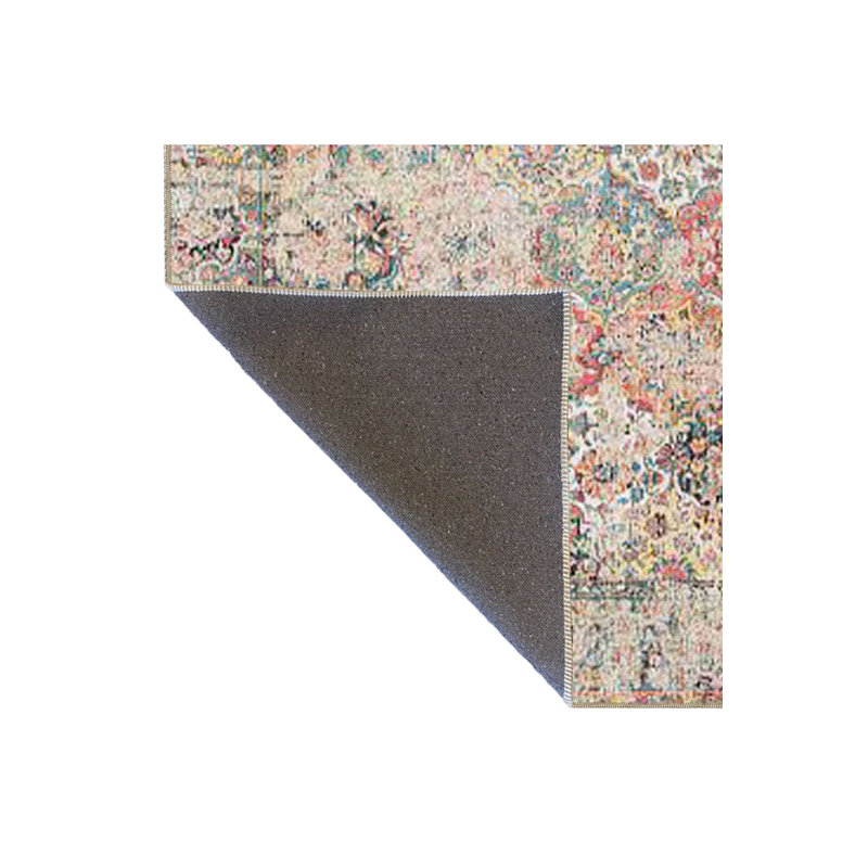 Cream Geometric Patterned Woven Base Machine Washable Rug, Rectangle 4'7" x 6'7" Rug Pad Included
