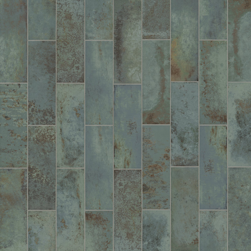 Metallo 4 in. x 12 in. Glossy Ceramic Subway Metal Look Wall Tile, Auralis