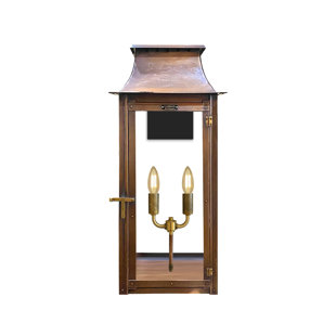 Colonial Copper Flush Mount Ceiling Lantern – Electric Indoor & Outdoor Light with Tempered Glass