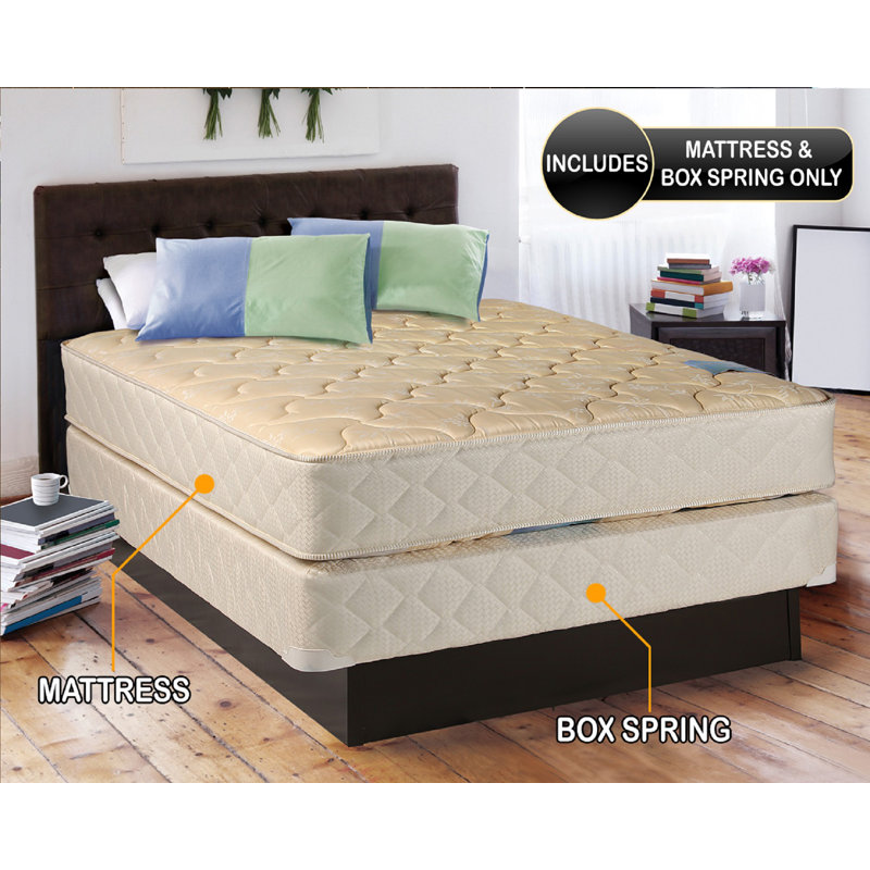 Alwyn Home Emna Two-Sided 9'' Firm Gel Memory Foam Mattress and Bed Frame Box Spring, Twin