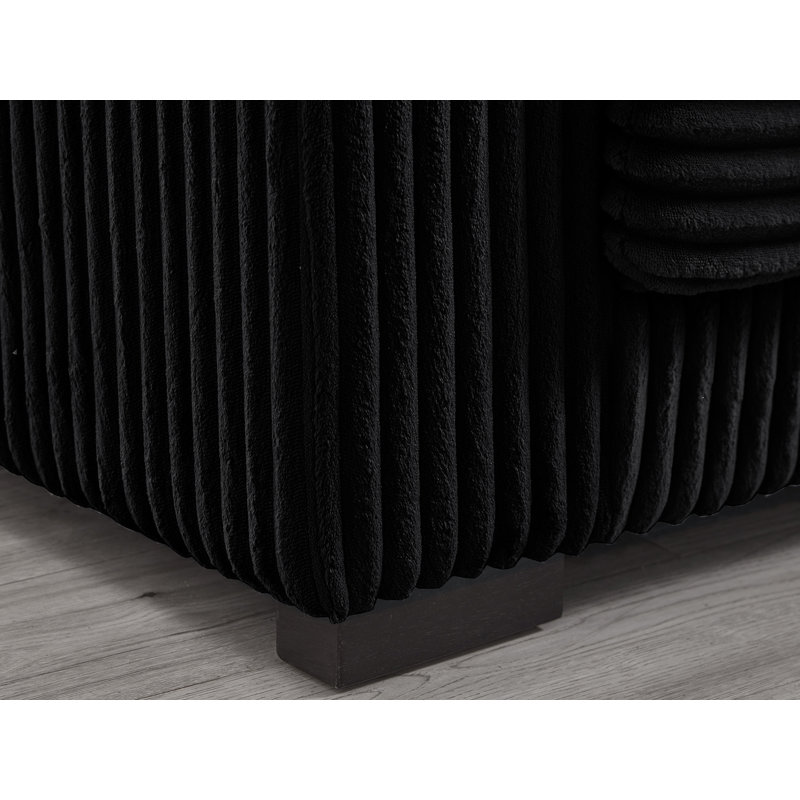 Canapé modulaire réversible en L 93 po, Velours côtelé noir