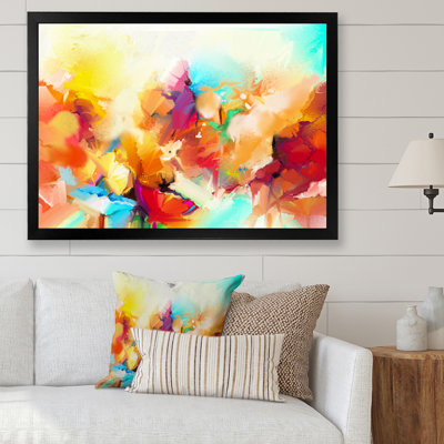 Abstrait pinceau printanier, bouquet de fleurs de printemps - œuvre d'art traditionnelle sur toile