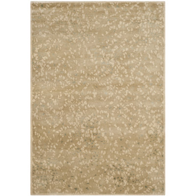 Tapis en laine / soie noué à la main Sakura Martha Stewart brun / crème