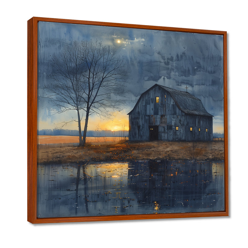 Lumière de l'hiver grange d'hiver II - impressions sur toile de grange, H 16 po x l 16 po x P 1 po