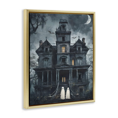 «Ghost pair & Haunted Mansion», art mural encadré sur toile flottante, conception par Jo Moulton