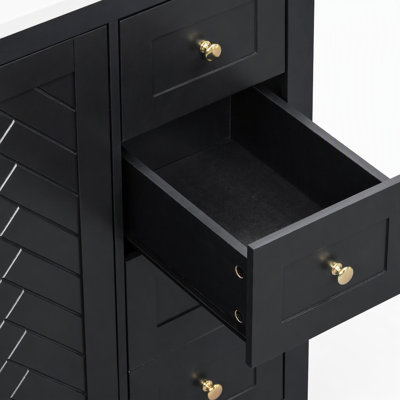 Meuble-lavabo autoportant de 48 pouces avec lavabo en composite, 6 tiroirs et 2 portes à fermeture en douceur