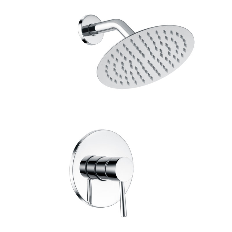 Chrome Wall Mounted Rain Shower Faucet Set with Single Handle