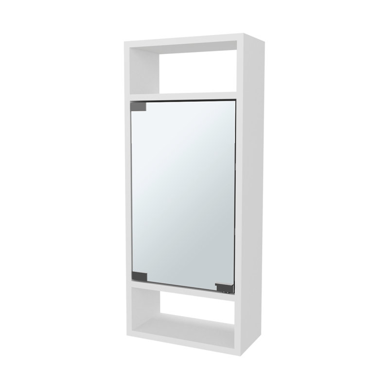 Armoire à pharmacie murale blanche avec porte miroir et rangement pour cosmétiques de salle de bain, profondeur de 11 pouces, hauteur de 30,5