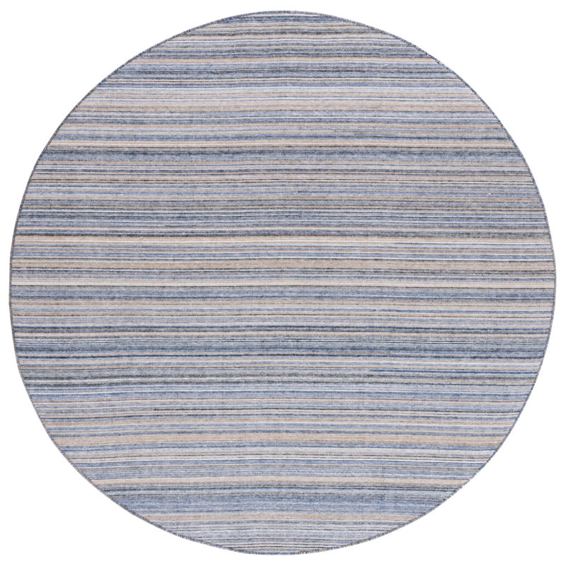 Abdirahmaan Flat Weave Performance Striped Rug, Round 6'
