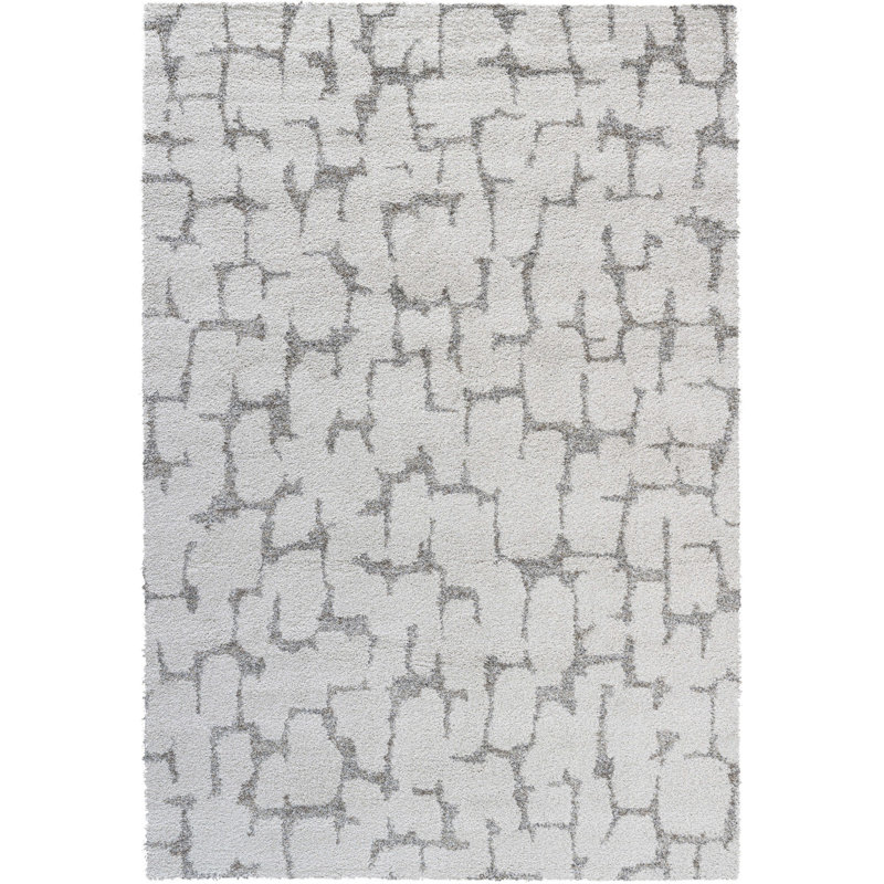 Tapis en polypropylène ultra moelleux et confortable à motif de pavés neutres pour les espaces modernes et bohèmes
