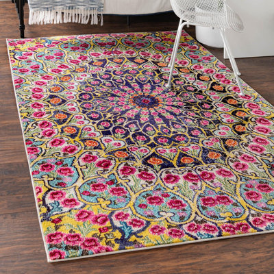 Dimonetta Washable Ikat Indoor Rug
