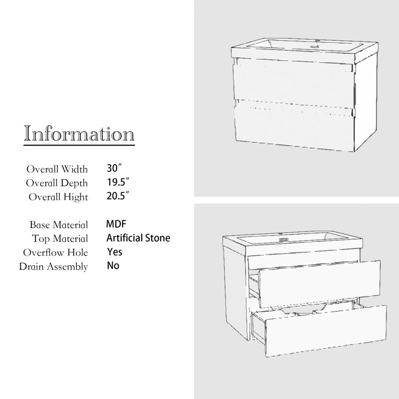 Mannus 29.52'' Single Bathroom Vanity with Resin Top, Dark Brown