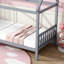 Lit simple avec tête et pied de lit, lit simple en bois d'hévéa avec cadre de maison-1406132091