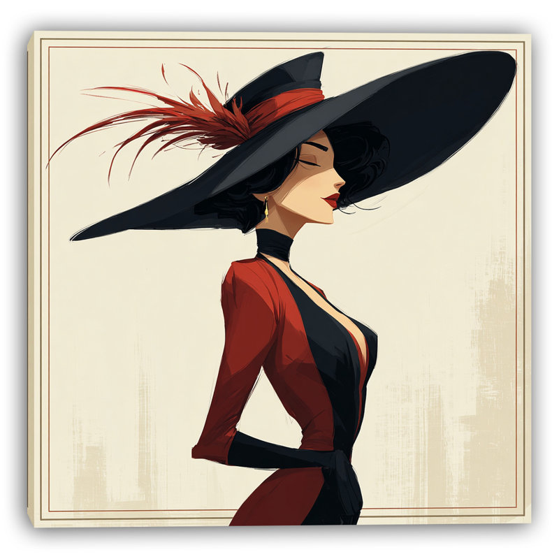 «Crimson Chic I», art mural sur toile tendue, H 20 po x l 20 po