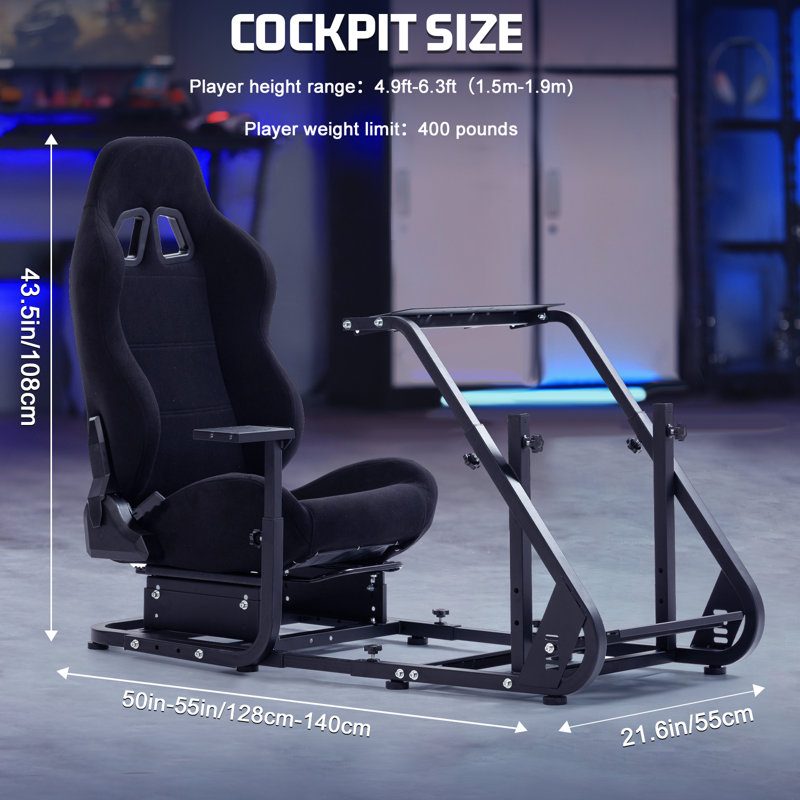 Anman Racing Simulator Cockpit with Seat Fits for Logitech G920 G923 Xbox, Not Include Steering wheel & Wheels & Pedals and Shifter Handbrake