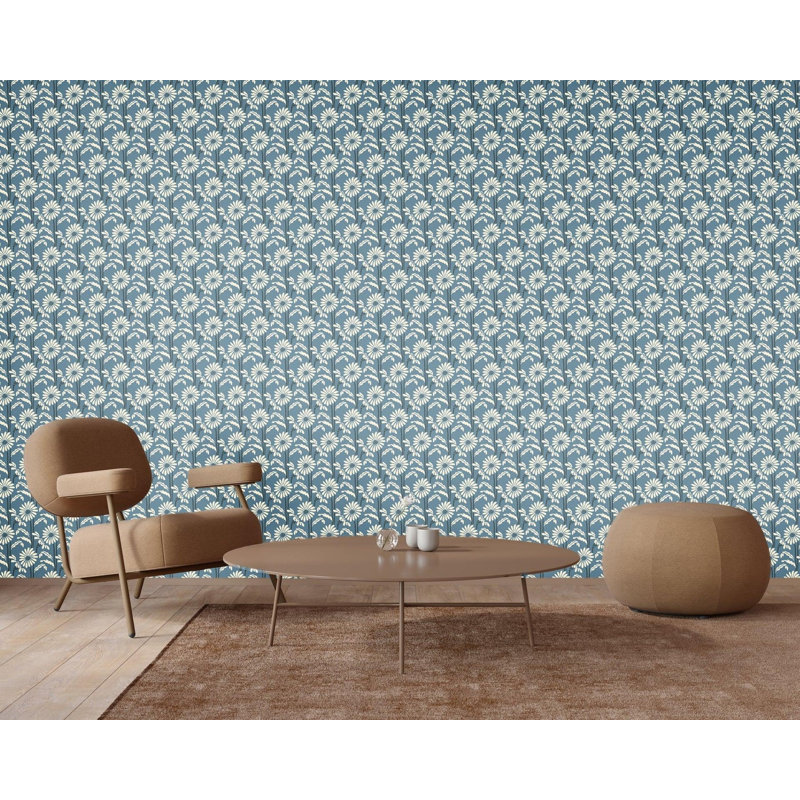 Woodland Bloom - Floral Wallpaper, Pink Peppercorn, Faux Grasscloth, Non-pasted