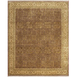 Extravagance Hand Knotted Area Rug in Aubergine/Sand