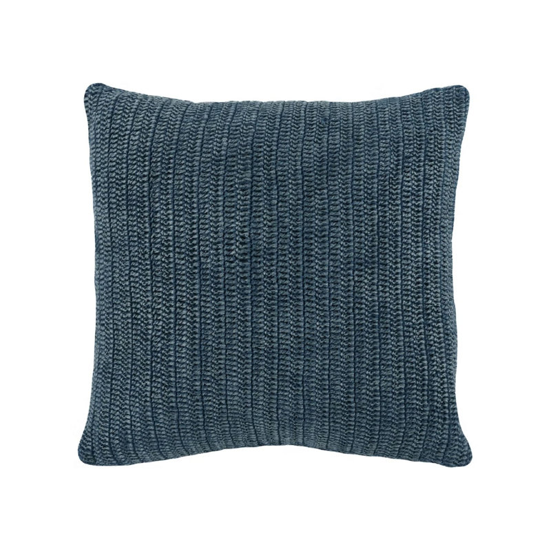 Housse et insert de coussin carré en coton Rowan, Bleu