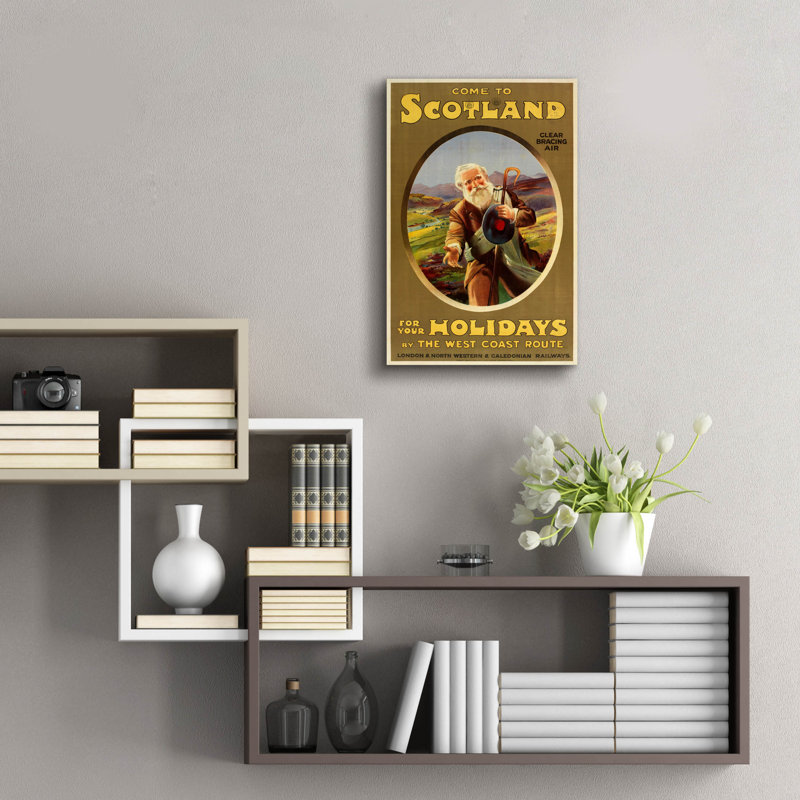 Art mural en verre, "Come to Ecosse" par Vintage Posters, 12 po x 16 po, H 24 po x l 16 po x P 0,2 po