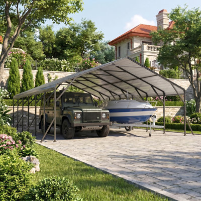 Abri d'auto en métal robuste l 20 pi x P 30 pi, grand abri de jardin pour plusieurs véhicules