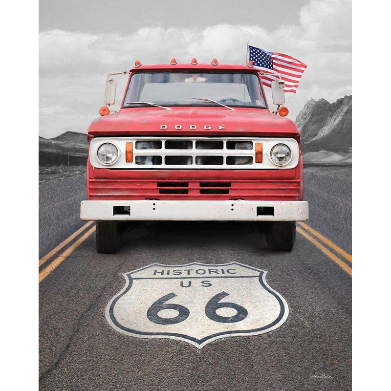 Toile tendue avec châssis Red Deborel Studio Deiter, Lori, Dodge on Route 66, H 34 po x l 28 po