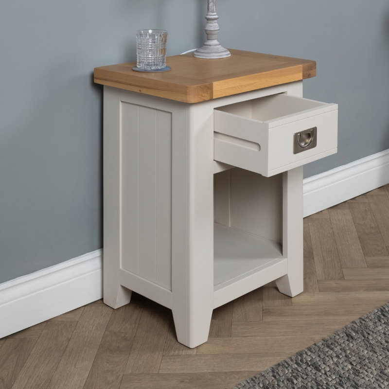 Altti 47cm W Solid Wood Bedside Table, White