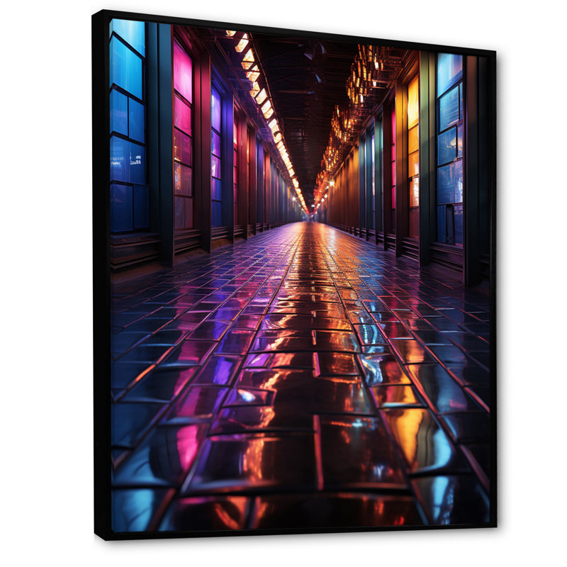 «Colorful Tunnel Urban Mirage», impression sur toile, H 44 po x l 34 po x P 1,5 po, Cadre flottant noir
