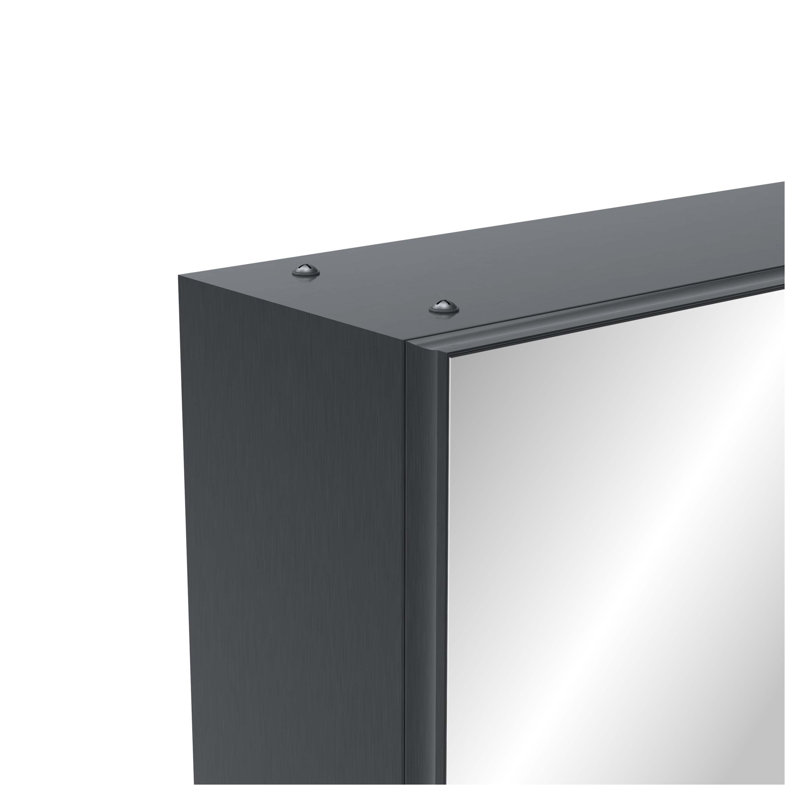 Armoire à pharmacie murale 30 po x 28 po avec miroir, rangement en aluminium brun noir