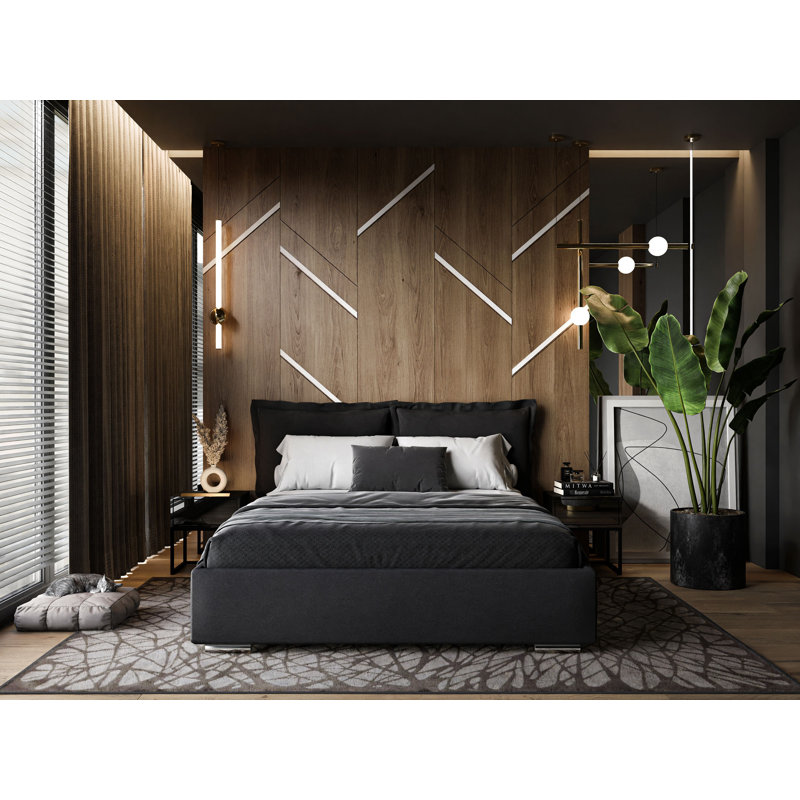 Josaline Upholstered Ottoman Storage Bed, 160 x 200 cm, Black