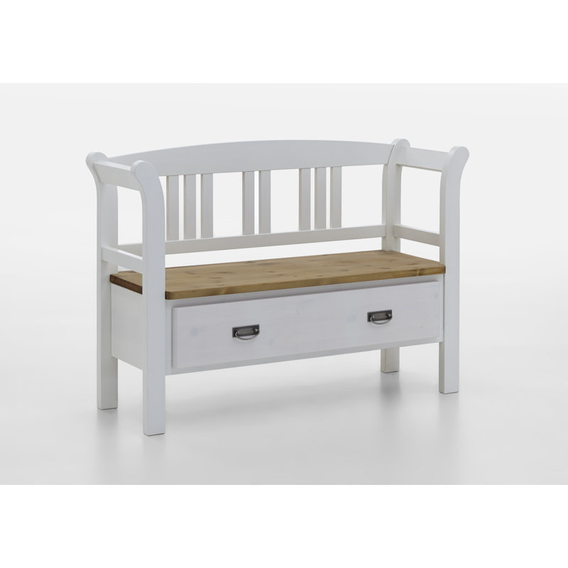 Polebridge Solid Wood Storage Bench, White/Leach-coloured